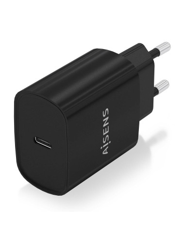 AISENS Cargador USB-C PD3.0 1 Puerto 1xUSB-C 20W, Negro
