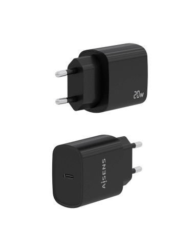 AISENS Cargador USB-C PD3.0 1 Puerto 1xUSB-C 20W, Negro