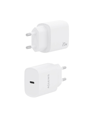AISENS Cargador USB-C PD3.0 1 Puerto 1xUSB-C 20W, Blanco