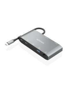 AISENS USB-C Dock 8 en 1, USB-C a 1xHDMI, 1xVGA, 1xRJ45, 2xUSB-A, 2xUSB-C 5G, 1xUSB-C PD, Gris, 20 cm 2