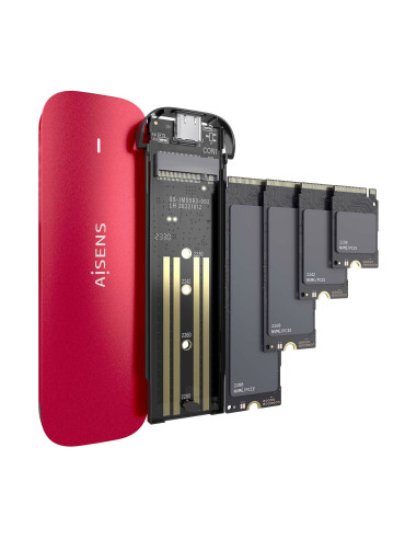 AISENS ASM2-027RED caja para disco duro externo Caja externa para unidad de estado sólido (SSD) Rojo M.2