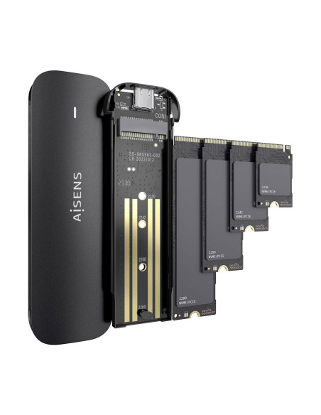 AISENS Caja Externa M.2 (NGFF) ASM2-024B NVMe a USB3.2 Gen2, Negra