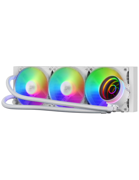 Mars Gaming ML-ONE360 Blanco, Refrigeración Líquida CPU, TDP 550W, Espejo Infinito, 3 Ventiladores Silenciosos, Multisocket
