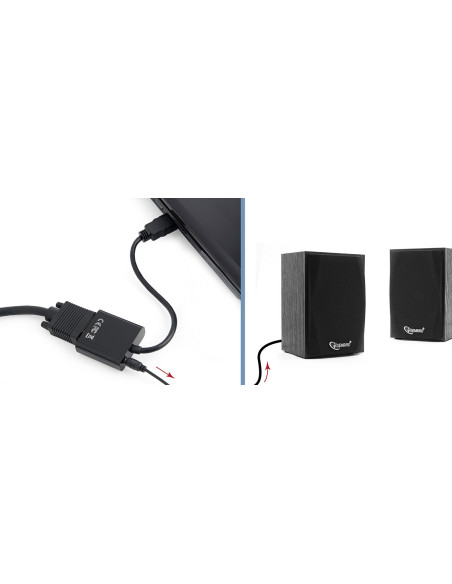 Gembird A-HDMI-VGA-03 adaptador de cable de vídeo 0,15 m HDMI tipo A (Estándar) VGA (D-Sub) Negro