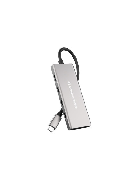 Conceptronic HUBBIES17G hub de interfaz USB 3.2 Gen 2 (3.1 Gen 2) Type-C 10000 Mbit s Gris