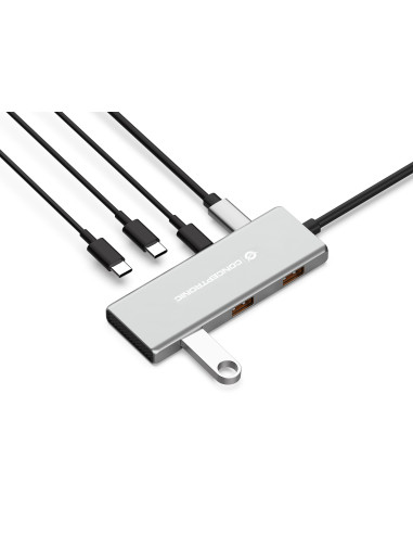 Conceptronic HUBBIES17G hub de interfaz USB 3.2 Gen 2 (3.1 Gen 2) Type-C 10000 Mbit s Gris