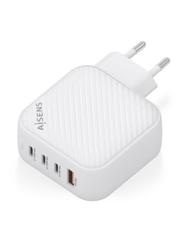 AISENS Cargador GaN 100W, 3xUSB-C PD3.0 QC4.0, 1xUSB-A QC3.0, Blanco