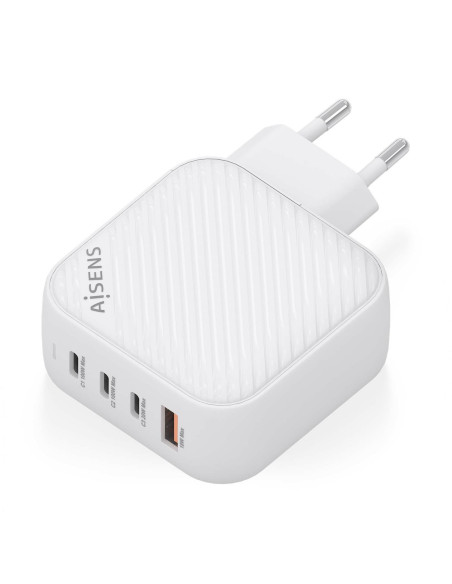 AISENS Cargador GaN 100W, 3xUSB-C PD3.0 QC4.0, 1xUSB-A QC3.0, Blanco