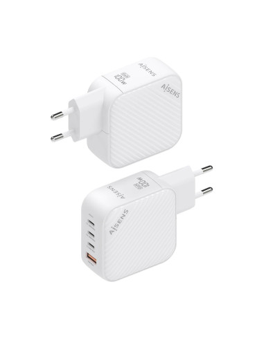AISENS Cargador GaN 100W, 3xUSB-C PD3.0 QC4.0, 1xUSB-A QC3.0, Blanco