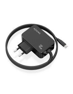 AISENS Cargador GaN 45W PD3.0 1xUSB-C 1.8m, Negro