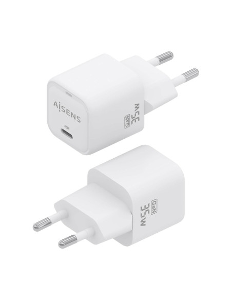 AISENS Cargador GaN 35W, 1xUSB-C PD3.0 QC4.0, Blanco