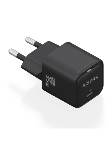 AISENS Cargador GaN 35W, 1xUSB-C PD3.0 QC4.0, Negro