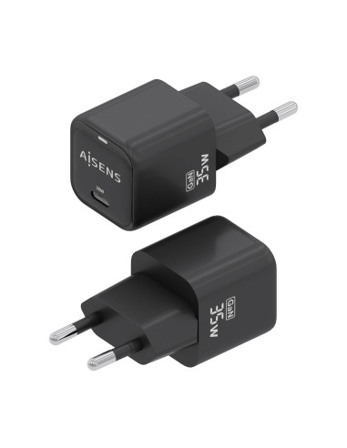 AISENS Cargador GaN 35W, 1xUSB-C PD3.0 QC4.0, Negro