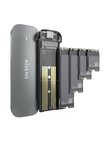 AISENS Caja Externa M.2 (NGFF) ASM2-006GRY SATA a USB3.1 Gen1, Gris