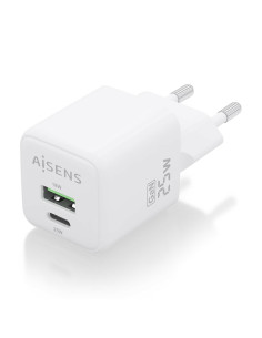 AISENS Cargador GaN 25W, 1xUSB-C PD3.0 QC4.0, 1xUSB-A QC3.0, Blanco 2