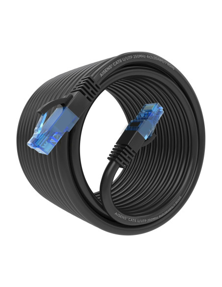 AISENS Cable De Red Latiguillo RJ45 Cat.6 UTP AWG26 CCA, Negro, 10 m