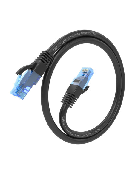 AISENS Cable De Red Latiguillo RJ45 Cat.6 UTP AWG26 CCA, Negro, 25 cm