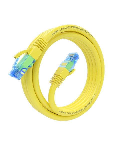AISENS Cable De Red Latiguillo RJ45 Cat.6 UTP AWG26 CCA, Amarillo, 2.0 m
