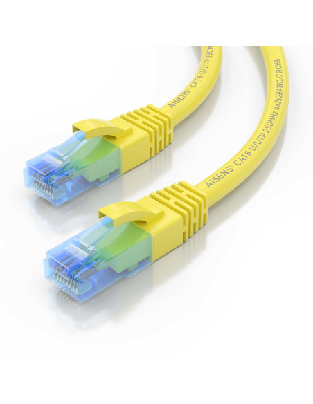 AISENS Cable De Red Latiguillo RJ45 Cat.6 UTP AWG26 CCA, Amarillo, 25 cm