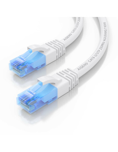 AISENS Cable De Red Latiguillo RJ45 Cat.6 UTP AWG26 CCA, Blanco, 10 m