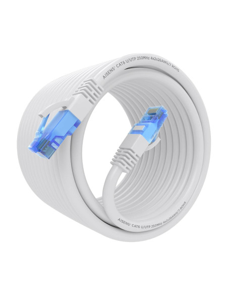 AISENS Cable De Red Latiguillo RJ45 Cat.6 UTP AWG26 CCA, Blanco, 7.5 m
