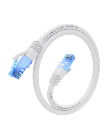 AISENS Cable De Red Latiguillo RJ45 Cat.6 UTP AWG26 CCA, Blanco, 25 cm