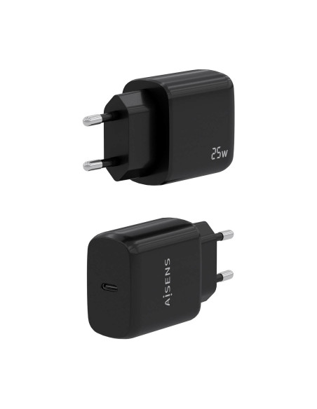 AISENS Cargador USB-C PD3.0 1 Puerto 1xUSB-C 25W, Negro