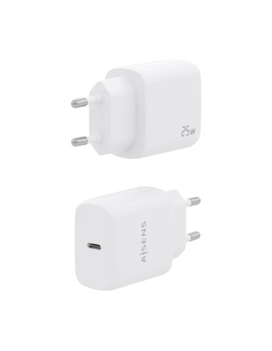 AISENS Cargador USB-C PD3.0 1 Puerto 1xUSB-C 25W, Blanco