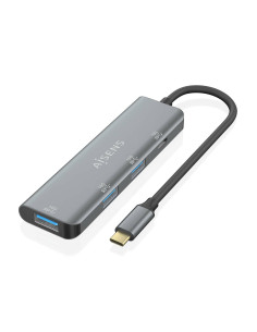 AISENS Hub USB 3.2 Gen2 10G USB-C, USB-C M-1xUSB-C H-3xUSB-A H, Gris, 15 cm 2