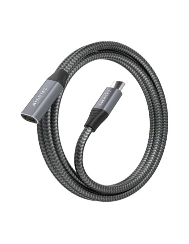 AISENS Cable USB 3.2 Gen2x2 Aluminio 20Gbps 8K@30Hz 5A 100W, Tipo USB-C M-USB-C H, Gris, 1.5 m