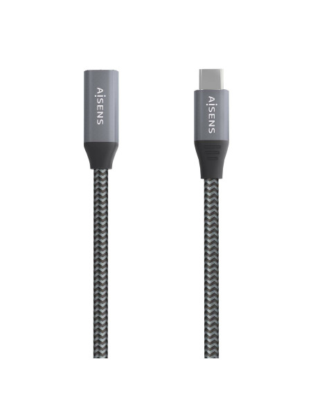 AISENS Cable USB 3.2 Gen2x2 Aluminio 20Gbps 8K@30Hz 5A 100W, Tipo USB-C M-USB-C H, Gris, 1.5 m