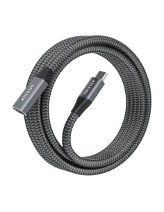 AISENS Cable USB 3.2 Gen2x2 Aluminio 20Gbps 8K@30Hz 5A 100W, Tipo USB-C M-USB-C H, Gris, 2.0 m 2