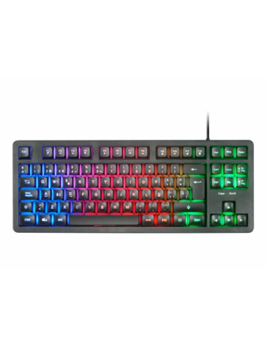 Mars Gaming MK023, Teclado Gaming TKL, Tecnología Híbrida H-Mech, Iluminación FRGB Rainbow, Anti-ghosting, Compatibilidad