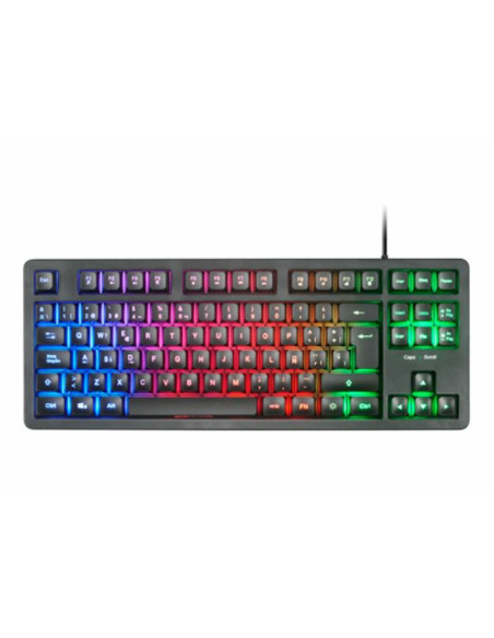 Mars Gaming MK023, Teclado Gaming TKL, Tecnología Híbrida H-Mech, Iluminación FRGB Rainbow, Anti-ghosting, Compatibilidad