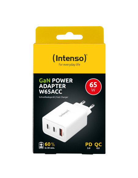 Intenso POWER ADAPTER 1XUSB-A 2XUSB-C 7806512 Universal Blanco Corriente alterna Carga rápida Interior