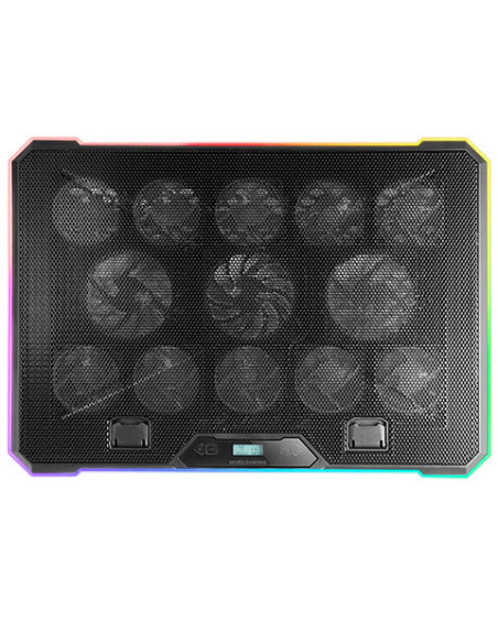 Mars Gaming MNBC13, Base Refrigeradora y Stand para Portátiles Hasta 17”, Iluminación ARGB 10 Modos, 13x Ventiladores con LED
