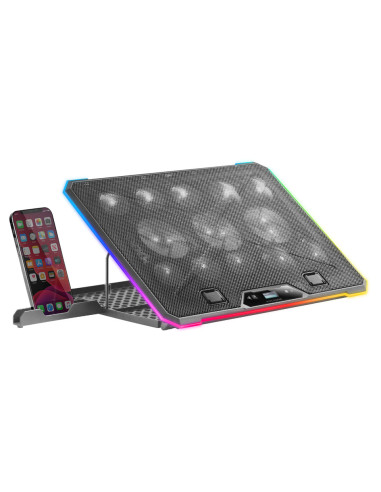 Mars Gaming MNBC13, Base Refrigeradora y Stand para Portátiles Hasta 17”, Iluminación ARGB 10 Modos, 13x Ventiladores con LED