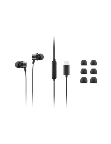 Lenovo 4XD1J77351 auricular y casco Auriculares Alámbrico Dentro de oído Oficina Centro de llamadas USB Tipo C Negro