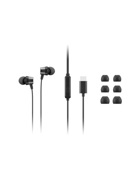 Lenovo 4XD1J77351 auricular y casco Auriculares Alámbrico Dentro de oído Oficina Centro de llamadas USB Tipo C Negro