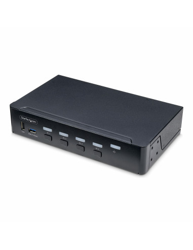 StarTech.com Switch KVM de 4 Puertos DisplayPort para Un Monitor - 4K 60Hz - Hub Ladrón de 6 Puertos USB - TAA - DisplayPort