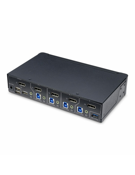 StarTech.com Switch KVM de 4 Puertos DisplayPort para Un Monitor - 4K 60Hz - Hub Ladrón de 6 Puertos USB - TAA - DisplayPort