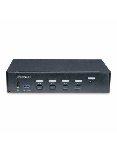 StarTech.com Switch KVM de 4 Puertos DisplayPort para Un Monitor - 4K 60Hz - Hub Ladrón de 6 Puertos USB - TAA - DisplayPort