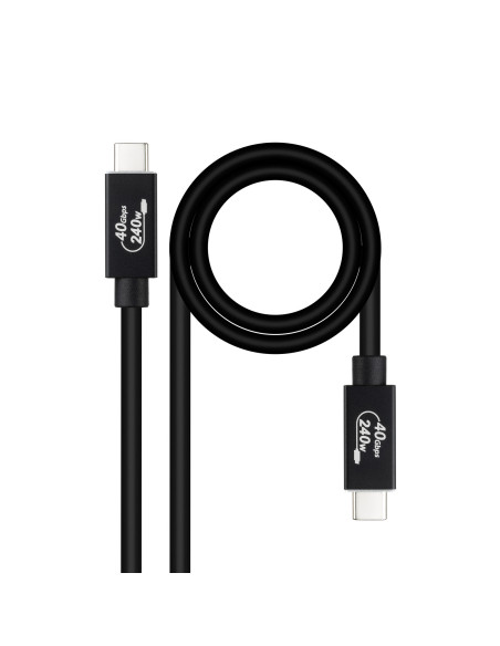 Nanocable Cable USB 4 Gen 3x2 40Gbps 5A 240W, USB-C M-USB-C M, Negro, 1.8 m