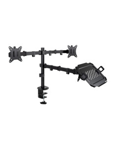 TooQ Soporte de Mesa para 2 Pantallas 17"-32" y Portátil, Negro