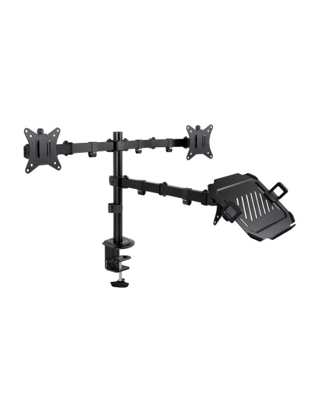 TooQ Soporte de Mesa para 2 Pantallas 17"-32" y Portátil, Negro