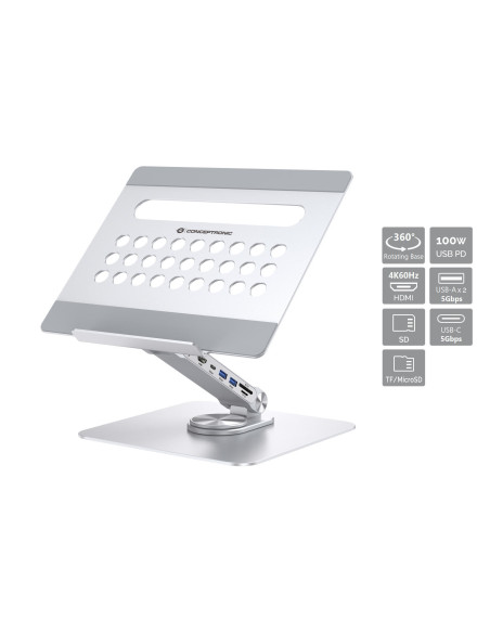 Conceptronic DONN27G soporte para ordenador portátil Plata