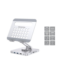 Conceptronic DONN26G mueble y soporte para dispositivo multimedia Plata Tableta Carro para administración de tabletas