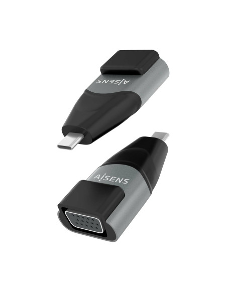 AISENS Adaptador Conversor Aluminio USB-C a VGA, USB-C M-HDB15 H, Gris