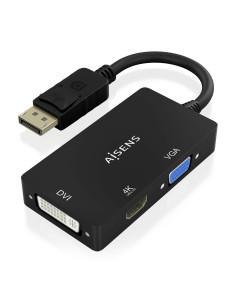 AISENS Conversor Displayport V1.2 a VGA DVI HDMI, DP 1.2 M-VGA H-DVI H-HDMI H 4K, Negro, 15cm 2