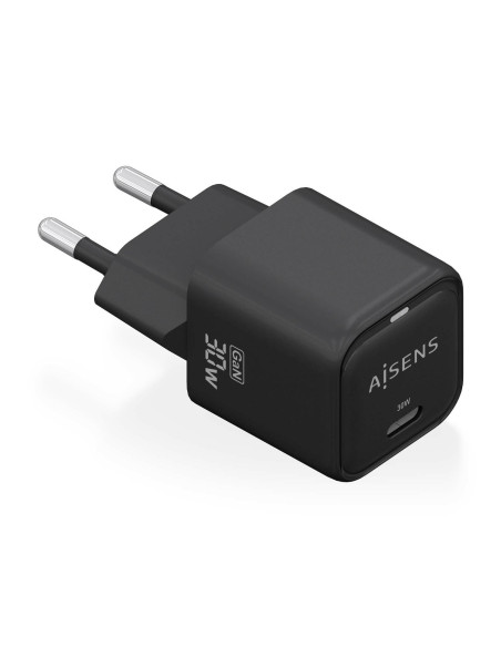 AISENS Cargador Gan 30W, 1xUSB-C PD3.0 QD4.0, Negro